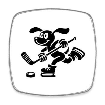 Dackel Eishockey Silhouette Minimalistisch - Viereckiger Kühlschrankmagnet - Weiß - Vorne