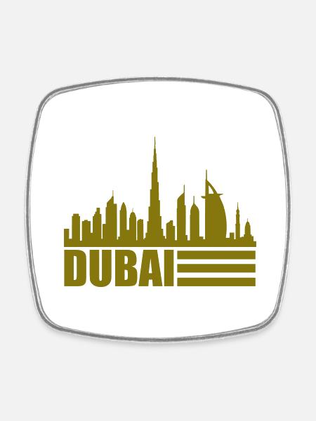 dubai skyline 1 - Viereckiger Kühlschrankmagnet - Weiß