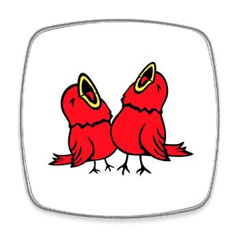 2 Wellensittiche Singvogel Spatz zwitschern Team - Viereckiger Kühlschrankmagnet - Weiß - Vorne