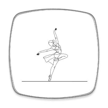 Danseuse de ballet - ligne artistique - Magnet carré - blanc - Devant