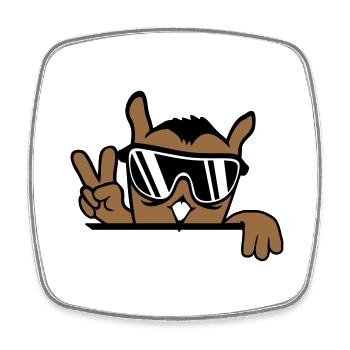 Cool Owl Peace Hand Sign Victory Sunglasses - Square fridge magnet - white - Front