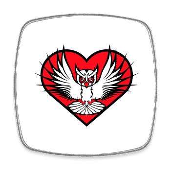 Eule Herz Symbol Form Vogel Liebe Uhu fliegt Cool - Viereckiger Kühlschrankmagnet - Weiß - Vorne