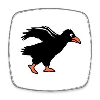 Raven bird walks crow fast running running funny - Square fridge magnet - white - Front