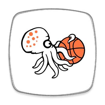 Oktopus Basketball spielen Ball halten Sport Hobby - Viereckiger Kühlschrankmagnet - Weiß - Vorne