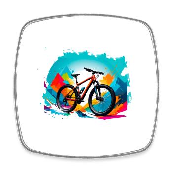 illustration,mountainbike,rennrad,graffiti,berge - Viereckiger Kühlschrankmagnet - Weiß - Vorne