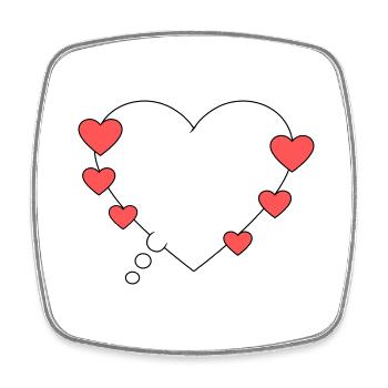 Thought bubble with hearts - Square fridge magnet - white - Front
