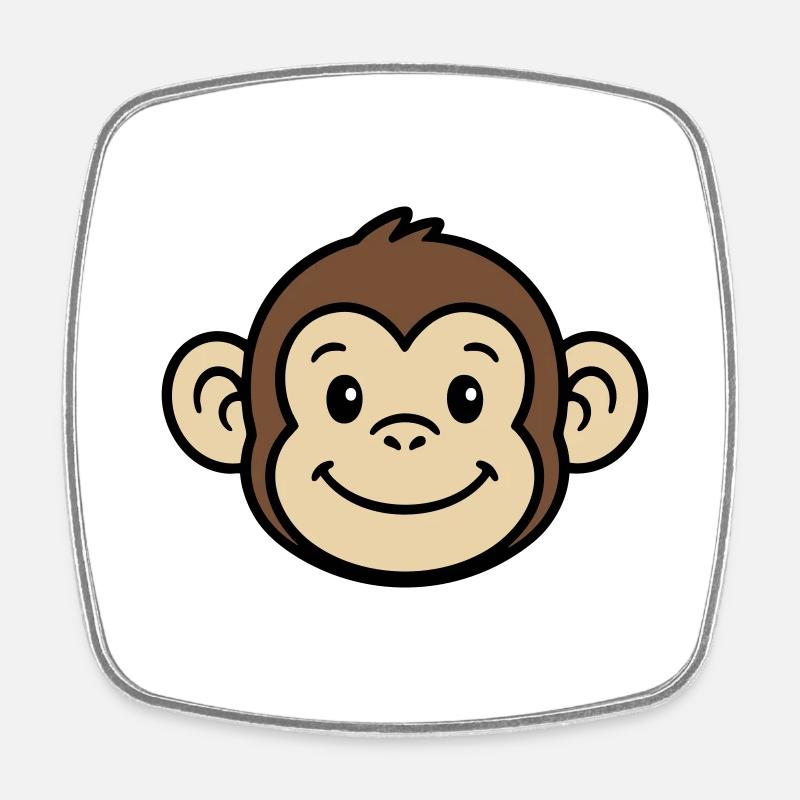 Monkey Face - Square fridge magnet - white