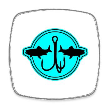 Angeln Symbol Angelhaken - Viereckiger Kühlschrankmagnet - Weiß - Vorne