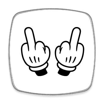 Mittelfinger Hand Comic - Viereckiger Kühlschrankmagnet - Weiß - Vorne