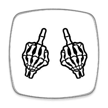 Middle Finger Hand Skeleton - Square fridge magnet - white - Front