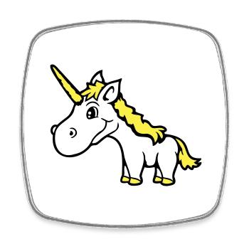 Licorne rose mignon mignon sympathique cheval de dessin animé - Magnet carré - blanc - Devant