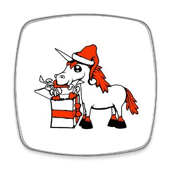 Licorne Noël Père Noël Cadeaux Chapeau - Magnet carré - blanc - Devant