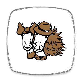 2 Chevaux Homme Femme Amoureux Saint Valentin Amour - Magnet carré - blanc - Devant