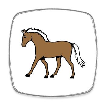 Pferd läuft geht Reiter Cartoon reiten süß Comic - Viereckiger Kühlschrankmagnet - Weiß - Vorne