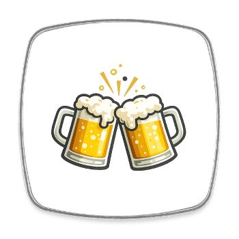Santé : deux chopes de bière se bousculent - Magnet carré - blanc - Devant