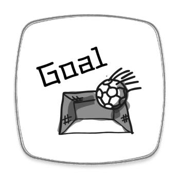 But ! Soccer Goal – Design de football dessiné à la main - Magnet carré - blanc - Devant