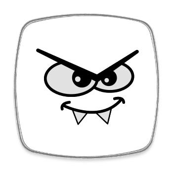 Evil Peep Cartoon Monster Face Vampire Teeth - Square fridge magnet - white - Front