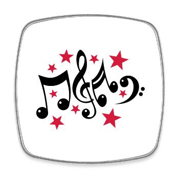 notes de musique et 2c étoiles - Magnet carré - blanc - Devant