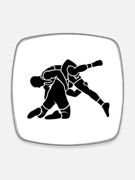 wrestling throw - Square fridge magnet - white