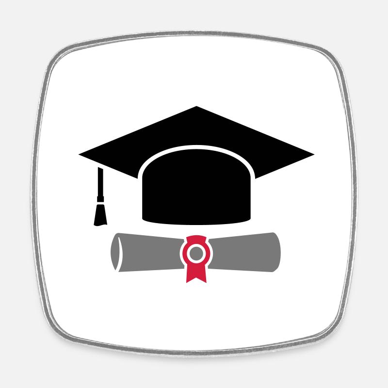 Doctor's hat with certificate - gift for graduation - Square fridge magnet - white