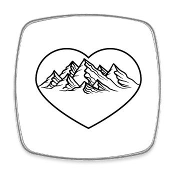 wandern form berge herz liebe i love huegel alpen - Viereckiger Kühlschrankmagnet - Weiß - Vorne