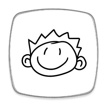 head face child painted scribble comic cartoon jun - Square fridge magnet - white - Front