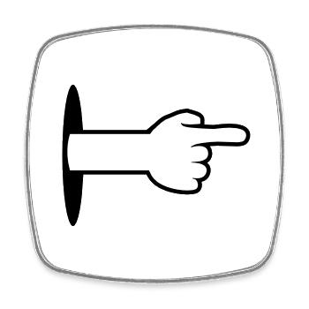 hole wall floor arm hand cartoon cartoon pointing show - Square fridge magnet - white - Front
