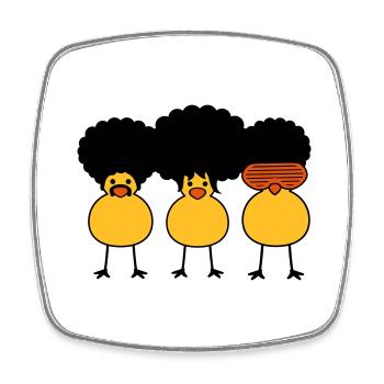Funky Chicks - Viereckiger Kühlschrankmagnet - Weiß - Vorne