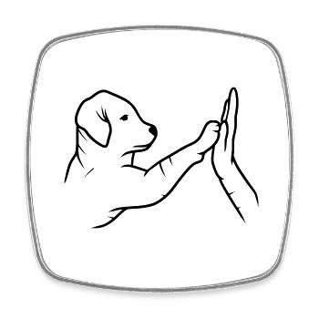 Gib Pfote Hund Hand - Viereckiger Kühlschrankmagnet - Weiß - Vorne