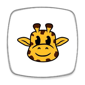 Drôle cool heureux girafe tête visage animal - Magnet carré - blanc - Devant