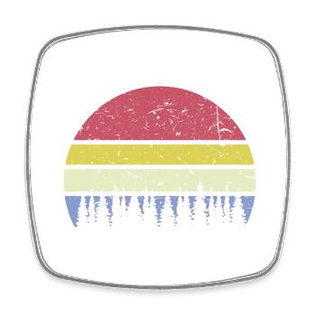 Couleurs rétro de la forêt arbres fond rétro vintage - Magnet carré - blanc - Devant