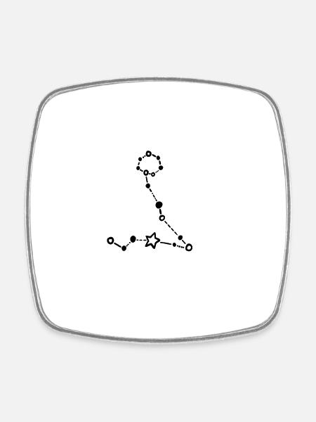 Zodiac Pisces black - Square fridge magnet - white