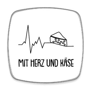 Mit Herz und Käse - Viereckiger Kühlschrankmagnet - Weiß - Vorne