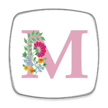 flower 12 red with m - Square fridge magnet - white - Front