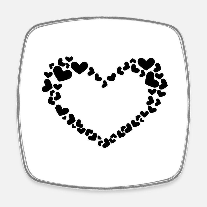 Conception de coeur avec petits coeurs - Magnet carré - blanc