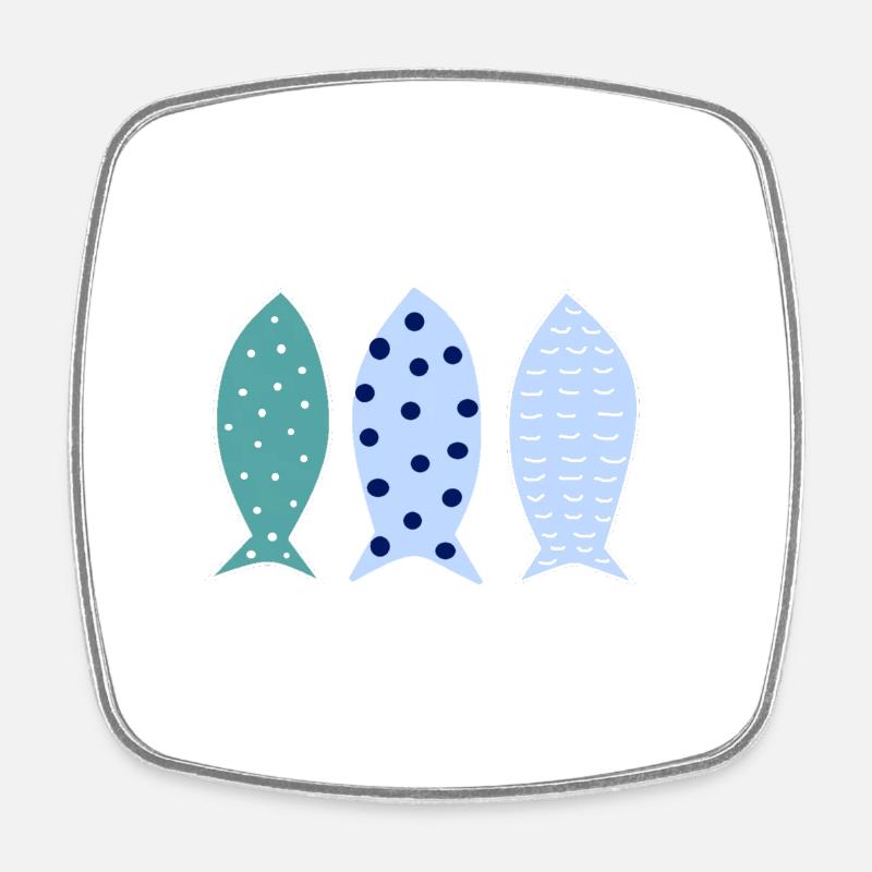 3 fish striped blue - Square fridge magnet - white