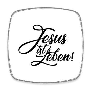 Jesus ist Leben - Viereckiger Kühlschrankmagnet - Weiß - Vorne