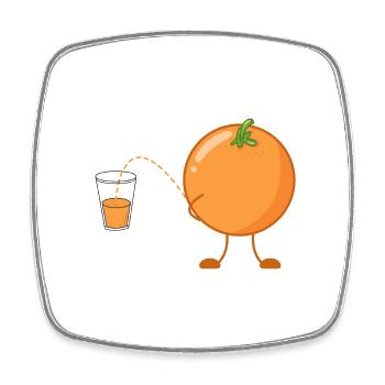 Orange pinkeln pissen lustig Obst Orangensaft Saft - Viereckiger Kühlschrankmagnet - Weiß - Vorne