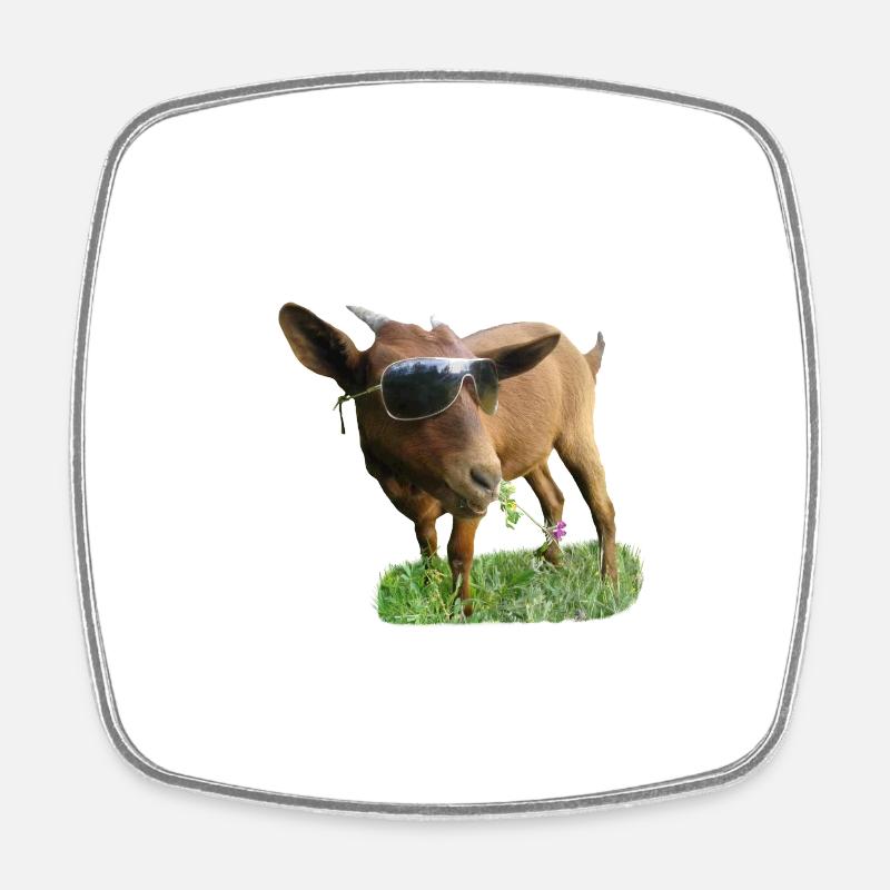 Goat with glasses - Square fridge magnet - white