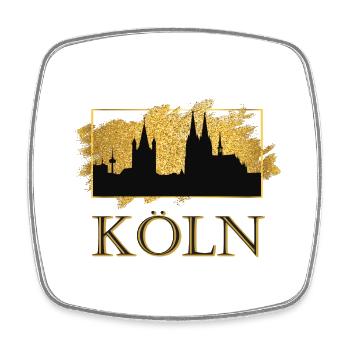 Köln Deutschland Kölner Dom Stadt Skyline Gold - Viereckiger Kühlschrankmagnet - Weiß - Vorne