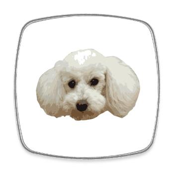 Pudel - Hundehalter, Hund, Spaziergang - Viereckiger Kühlschrankmagnet - Weiß - Vorne