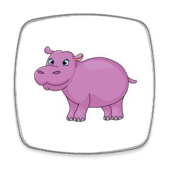 hippo cartoon - Square fridge magnet - white - Front