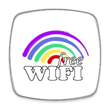 Kostenloses Regenbogen WiFi - Free Rainbow WiFi - Viereckiger Kühlschrankmagnet - Weiß - Vorne