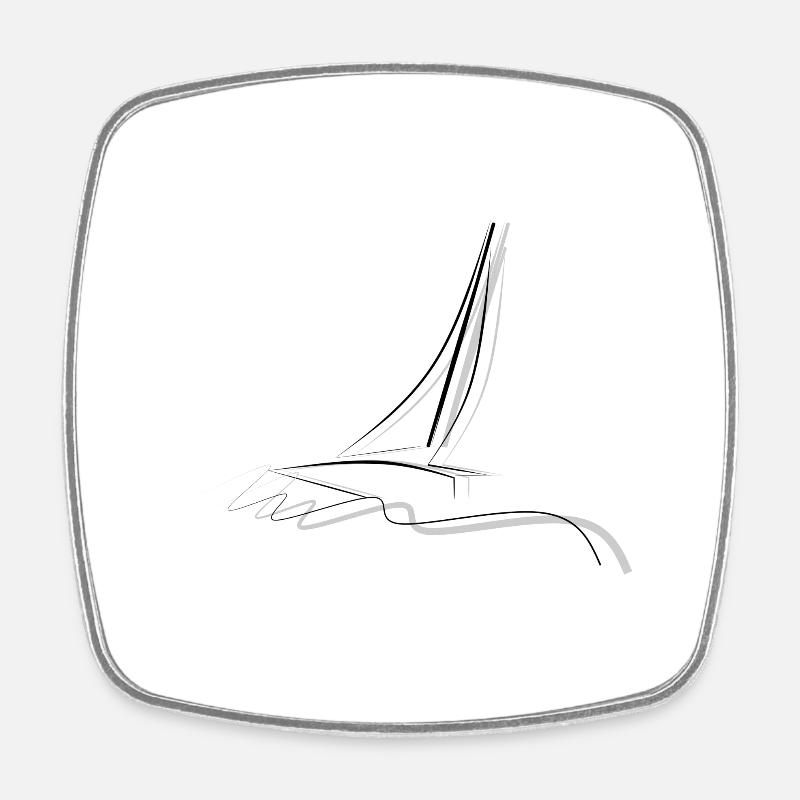 Bateau, dessin - Magnet carré - blanc
