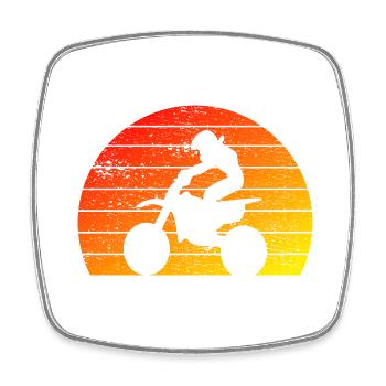 Motorcross Motorradfahrer Motorrad Retro Mofa - Viereckiger Kühlschrankmagnet - Weiß - Vorne