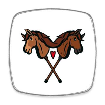 Hobby horsing amour hobby cheval hobby horse - Magnet carré - blanc - Devant
