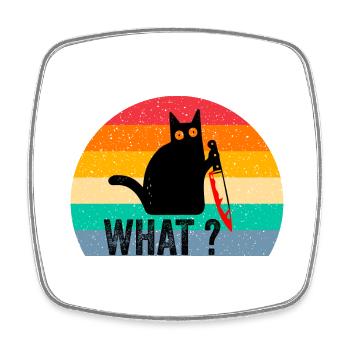 Murder Cat What? Lovers Cat Retro - Square fridge magnet - white - Front