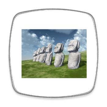 Moai Statuen auf der Osterinsel - Viereckiger Kühlschrankmagnet - Weiß - Vorne