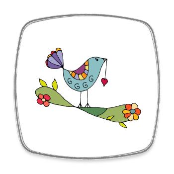 Oiseau - Magnet carré - blanc - Devant