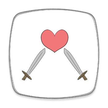 schwerter herz - Viereckiger Kühlschrankmagnet - Weiß - Vorne